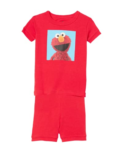 Sesame Street Boys 2-piece Snug-fit Organic Cotton Pajama Set, Square Elmo, 5T US
