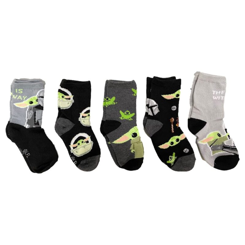 The Mandalorian Kids Size 5-Pack Crew Socks (Medium, The Kid)